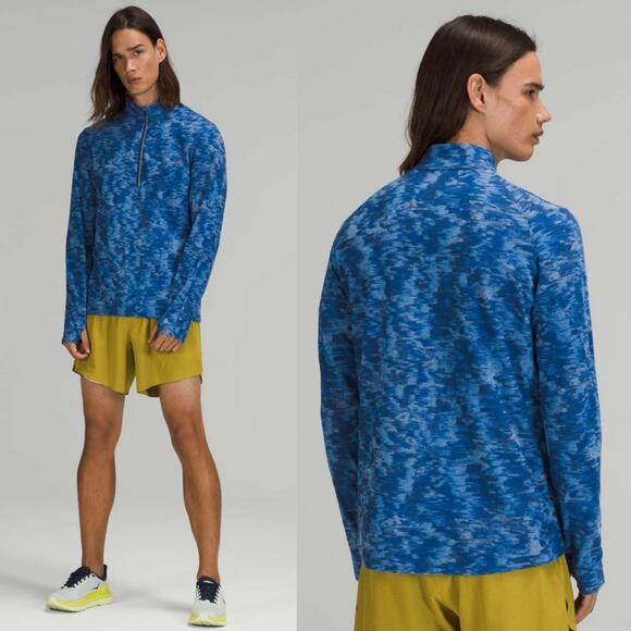 Lululemon Men's Surge Warm 1/2 Zip Fleece Pullover Sweater in Blue Data Rush M - Picture 2 of 13